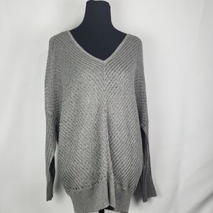Jennifer Lopez Metallic Silver Open Knit sweater‎